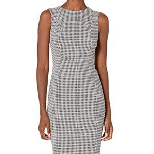 Calvin Klein sleeveless sheath dress in black and white check print. Size 12.